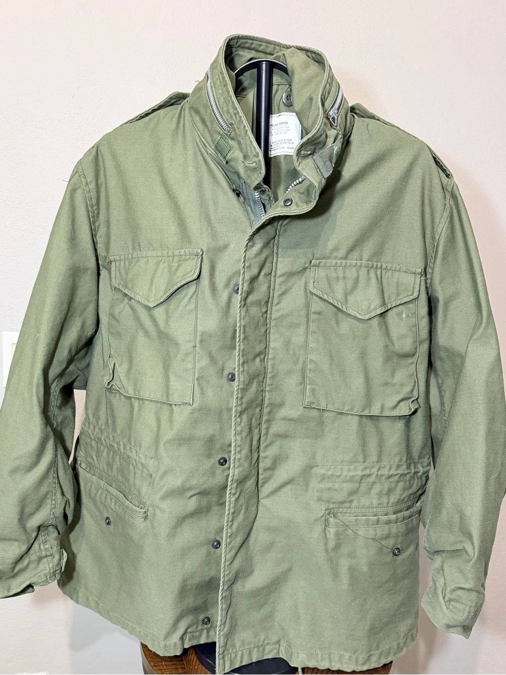Military M-65 Field Coat w/ Hood Vietnam Era Aluminum Zipper DSA 100-68-C-1974